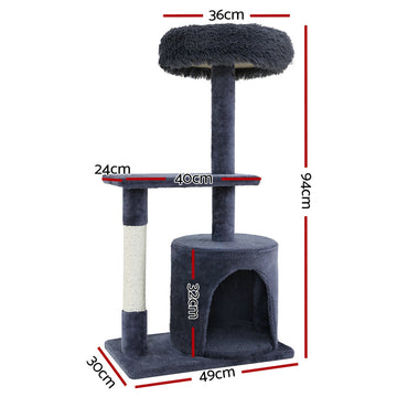 i.Pet Cat Tree Scratching Post Scratcher Tower Condo House Grey 94cm i.Pet